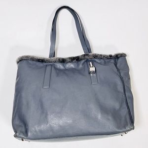 LIA NUMA Shearling Trimmed Leather Tote
